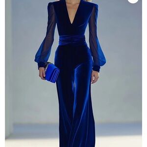 Chic Royal Blue Wide Leg Jumpsuit